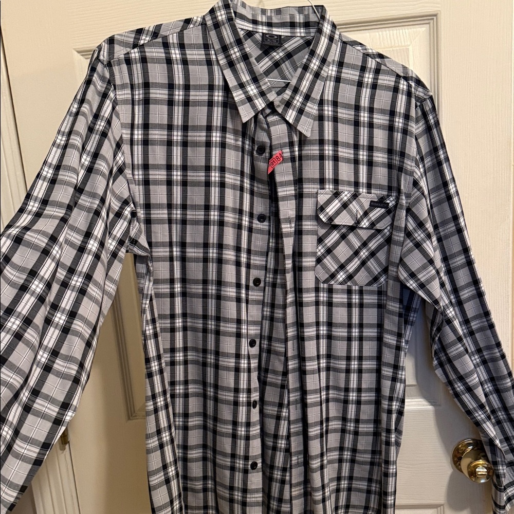 Oakley Black and White Checkered Men's Shirt
